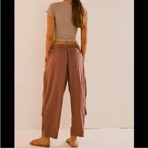 NWT Free People Free-est Take Me With You Linen Blend Pants Size XS rust color